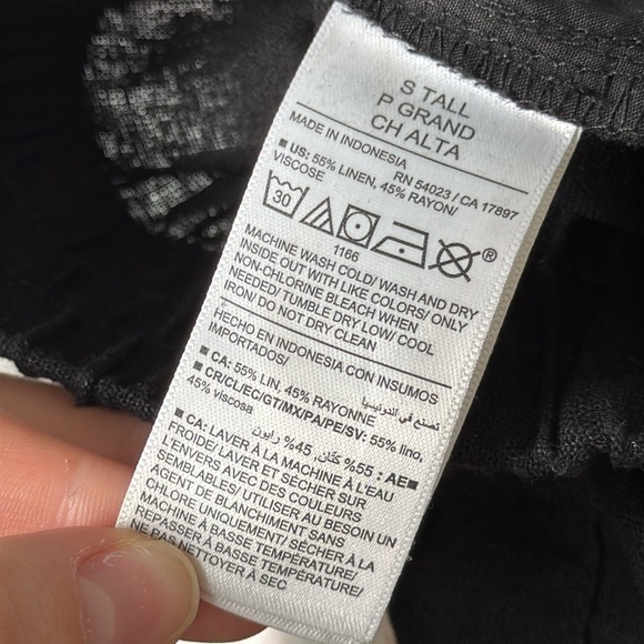 Old Navy NWT Black Wide Leg Linen Blend Pants - Size S Tall - Picture 8 of 8